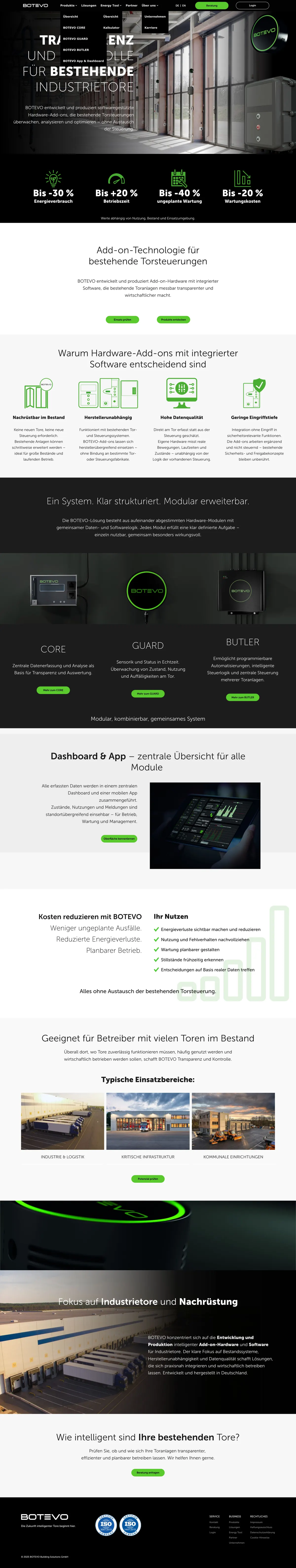 Gesamte Startseite von BOTEVO Building Solutions GmbH als langer Screenshot