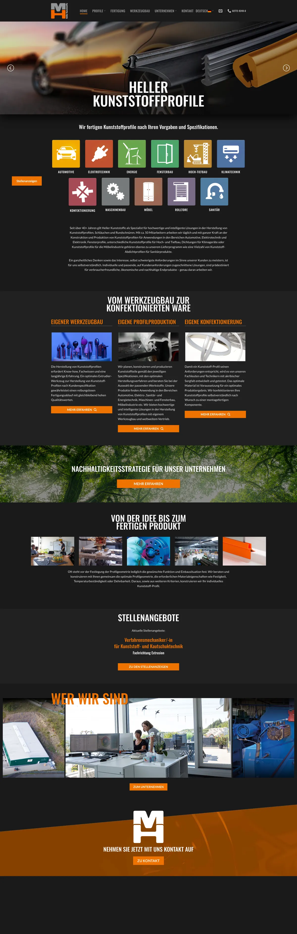 Gesamte Startseite von Heller Kunststoffe GmbH als langer Screenshot