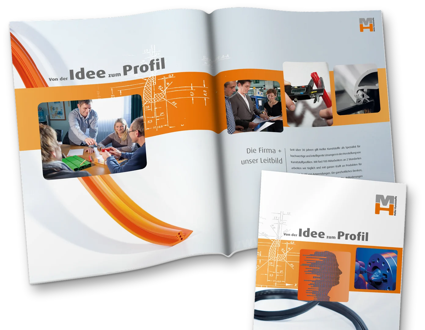 Druckstück: Heller Kunststoffe – Imagebroschüre „Von der Idee zum Profil“