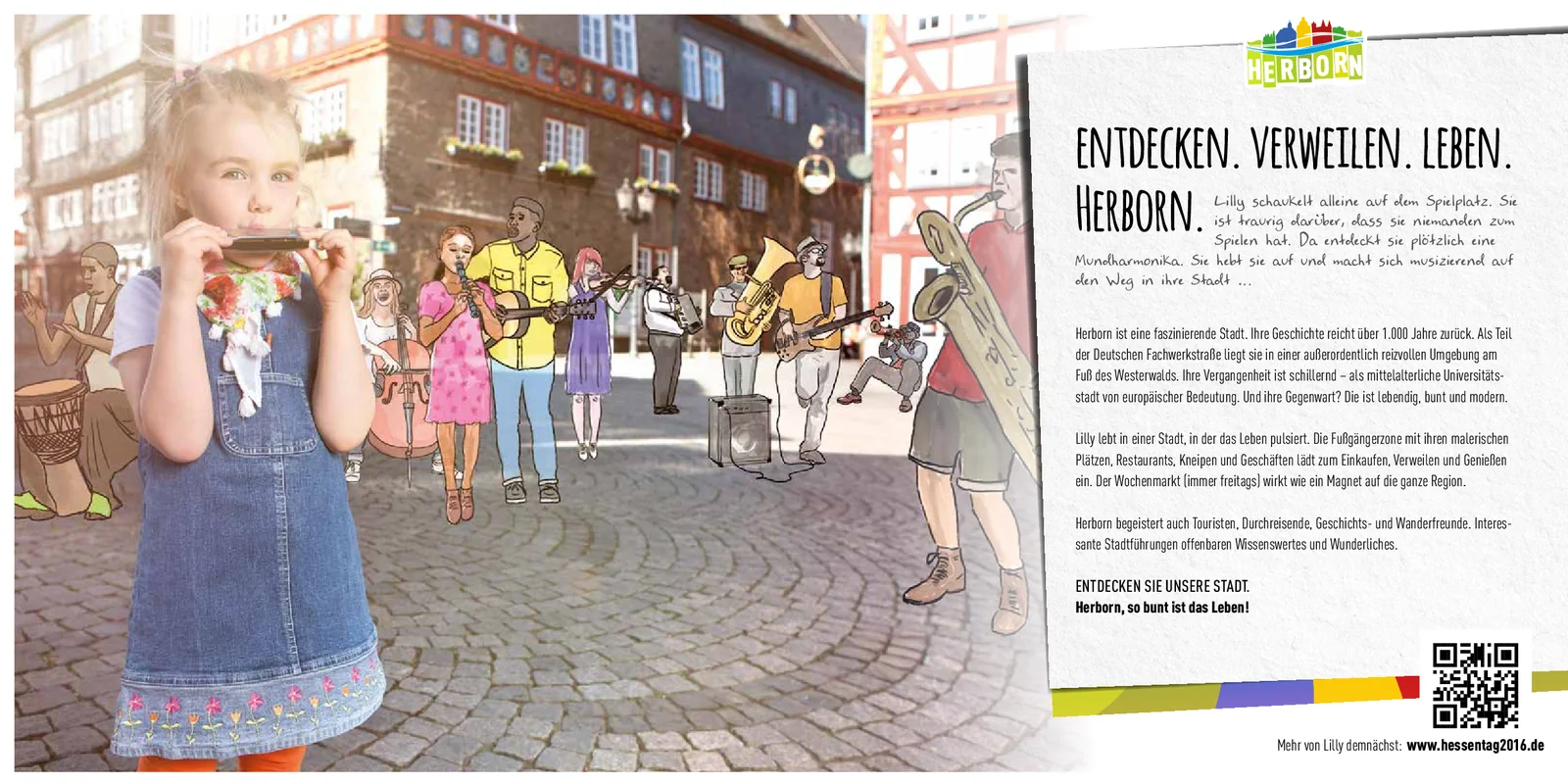 Doppelseite „Entdecken. Verweilen. Leben.“