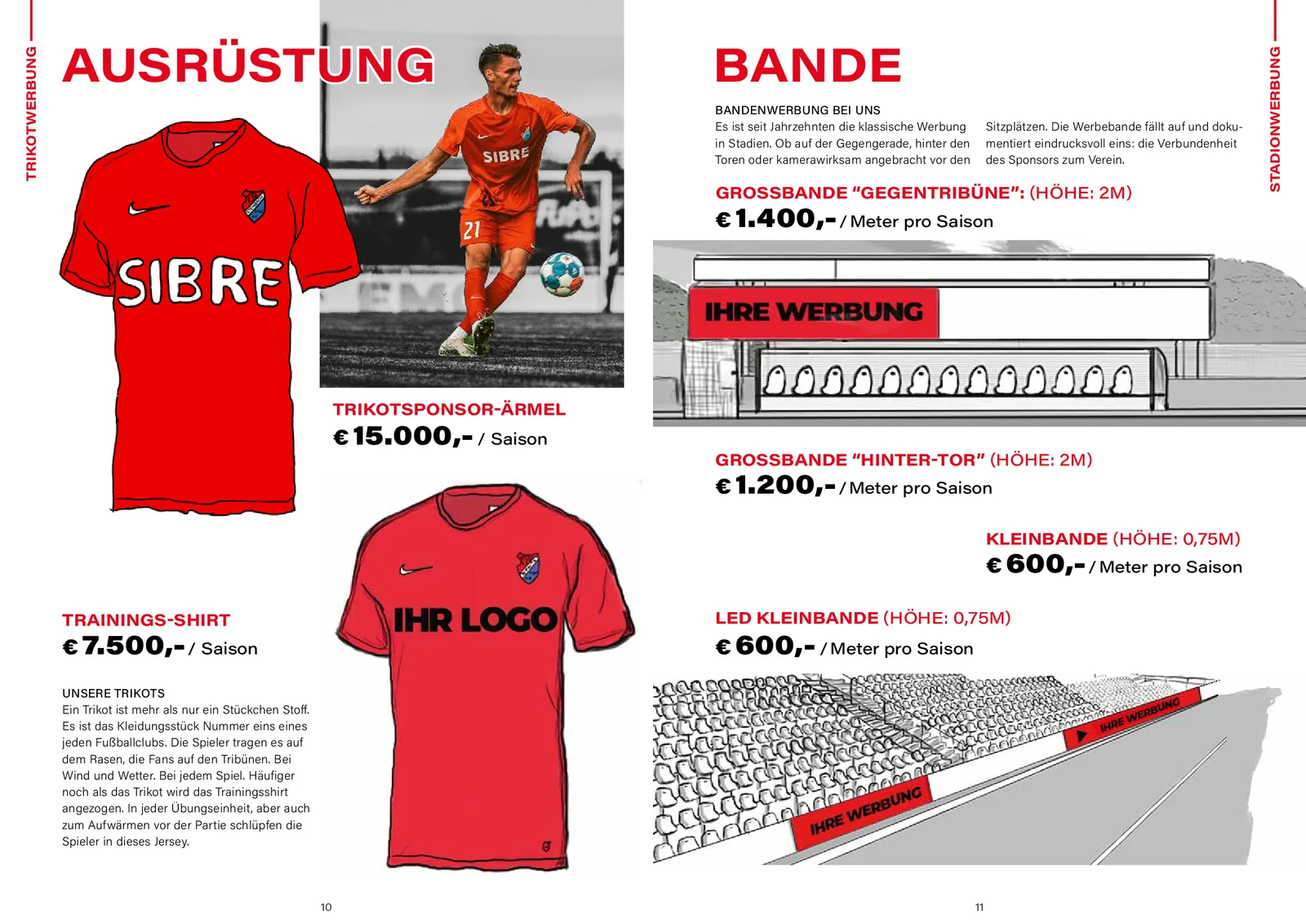 Ausrüstung und Bandenwerbung