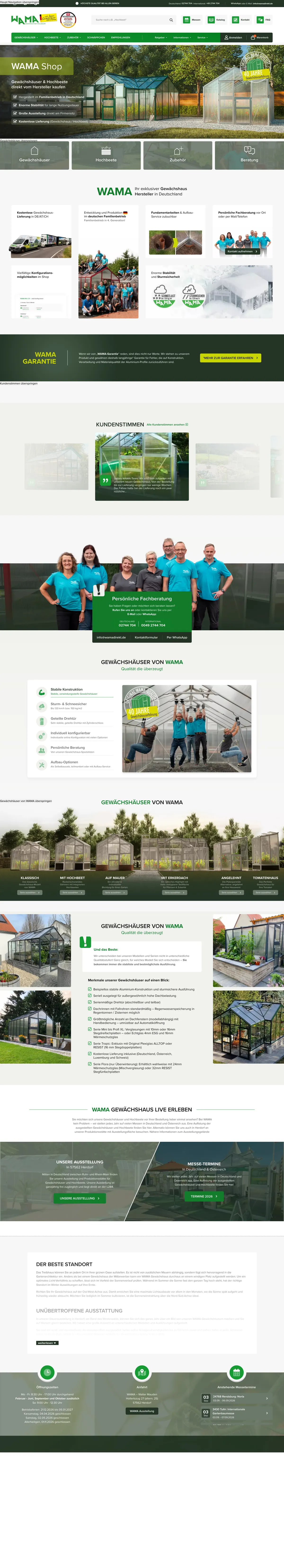 Gesamte Startseite von WAMA – Walter Mauden GmbH & Co. KG als langer Screenshot