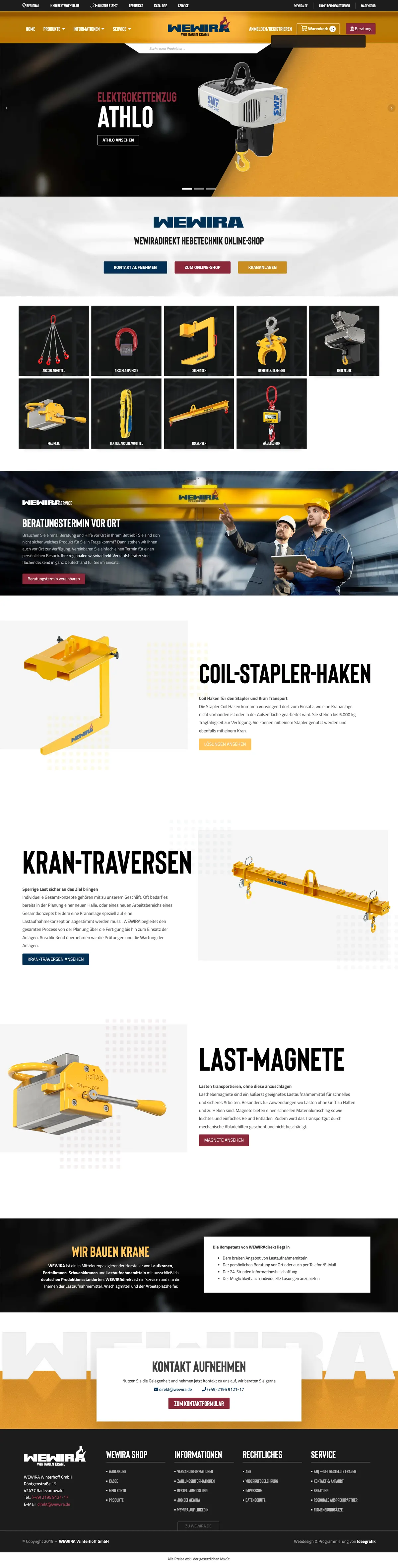 Gesamte Startseite von WEWIRA Winterhoff GmbH als langer Screenshot