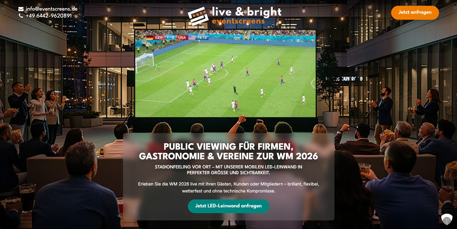 Landingpage Eventscreens
